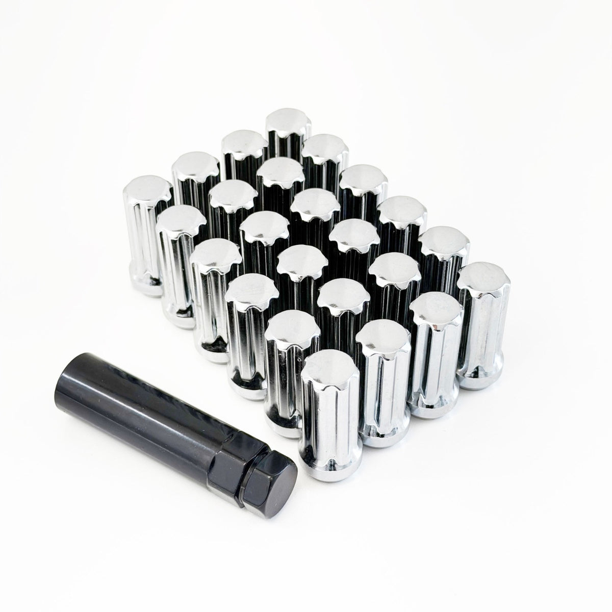 Truck Spline Lug Nuts M14x1.50 – 60° Conical Acorn (24 Pack + Key) – Chrome