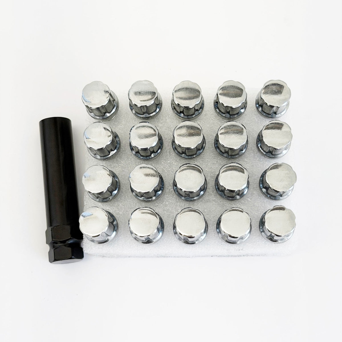 Spline Drive Lug Bolts M14x1.25 60mm – 60° Conical Seat (20 Pack + Key) – Chrome view 4