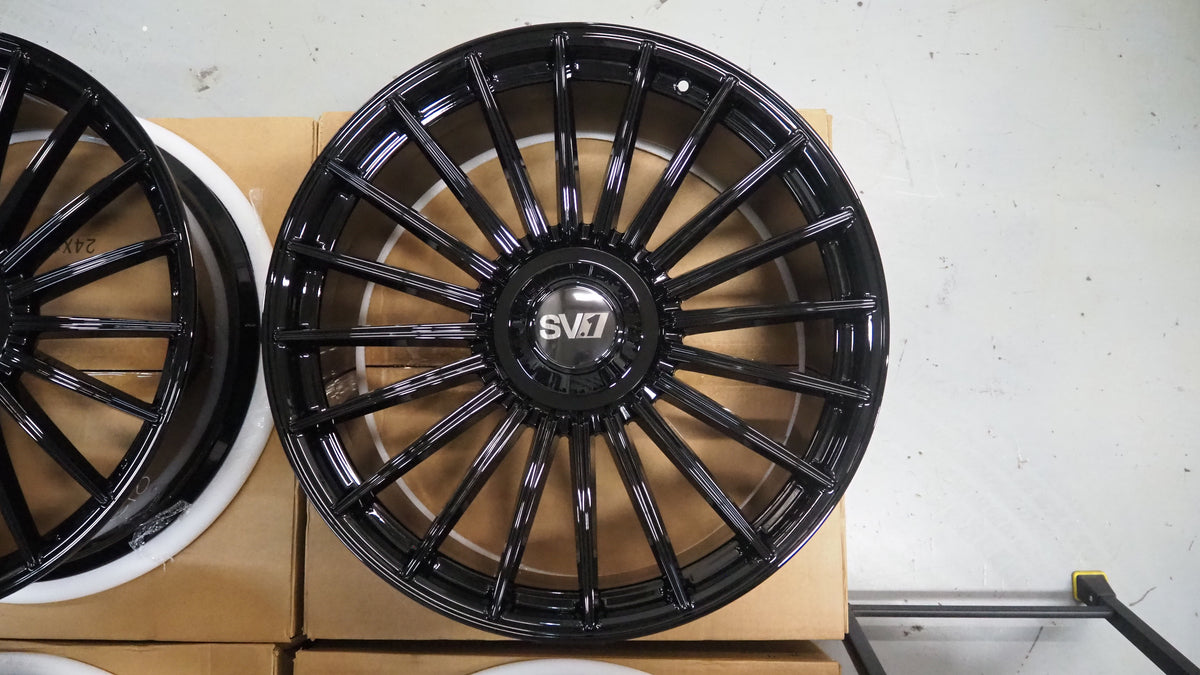 24" Savini SV1 X1 24x10 Black Concave Full Forged Wheels Rims Fits Range Rover
