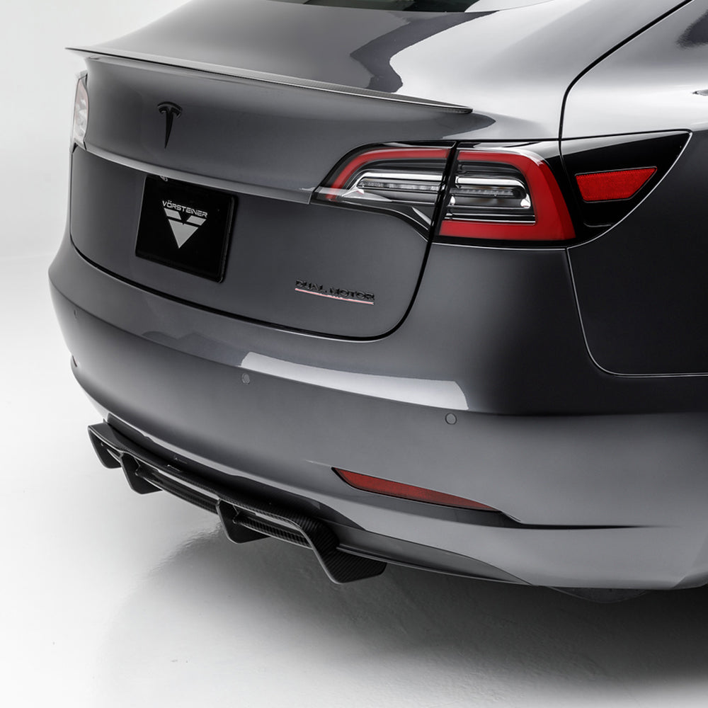Vorsteiner Aero Volta Rear Diffuser Carbon Fiber 2x2 Glossy Fits Tesla Model 3