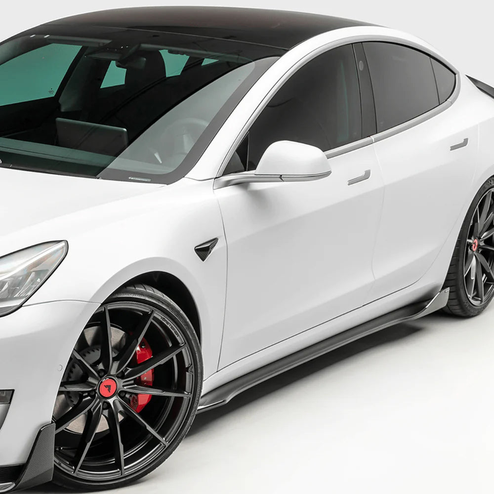 Vorsteiner Aero Volta Side Skirts Carbon Fiber 2x2 Glossy Fits Tesla Model 3