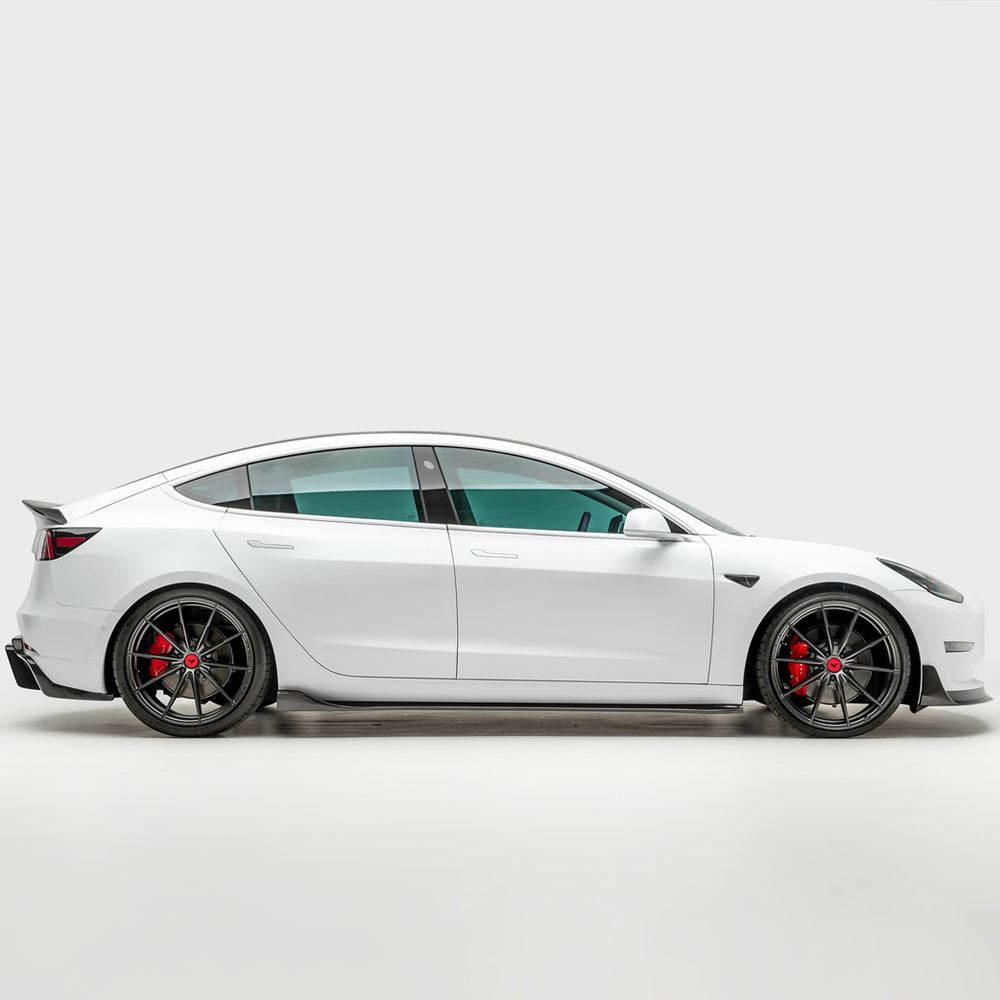 Vorsteiner Aero Volta Side Skirts Carbon Fiber 2x2 Glossy Fits Tesla Model 3