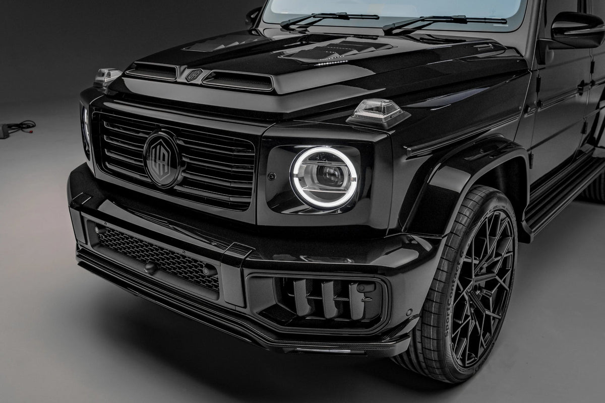 Urban carbon fiber Bullnose hood on Mercedes-AMG G63 W465