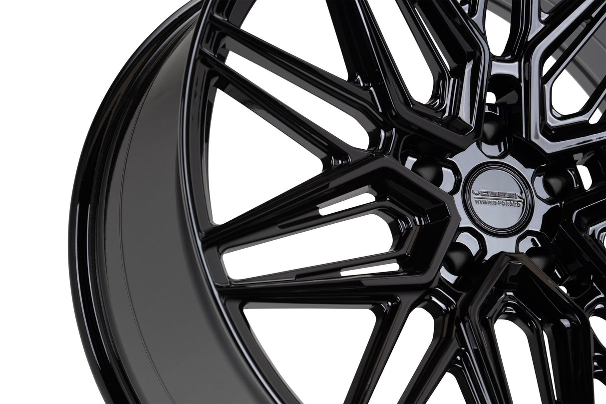 19" Vossen HF7 Gloss Black 19x8.5 19x9.5 Wheels Fits Mercedes-Benz C63 AMG