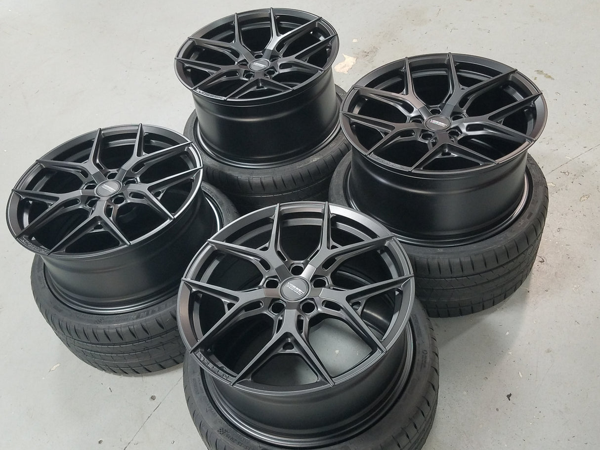 19/20" Vossen HF5 Satin Black 19x10 20x12 Concave Wheels Rims Fit Chevrolet Corvette C7 Z06 Grand Sport