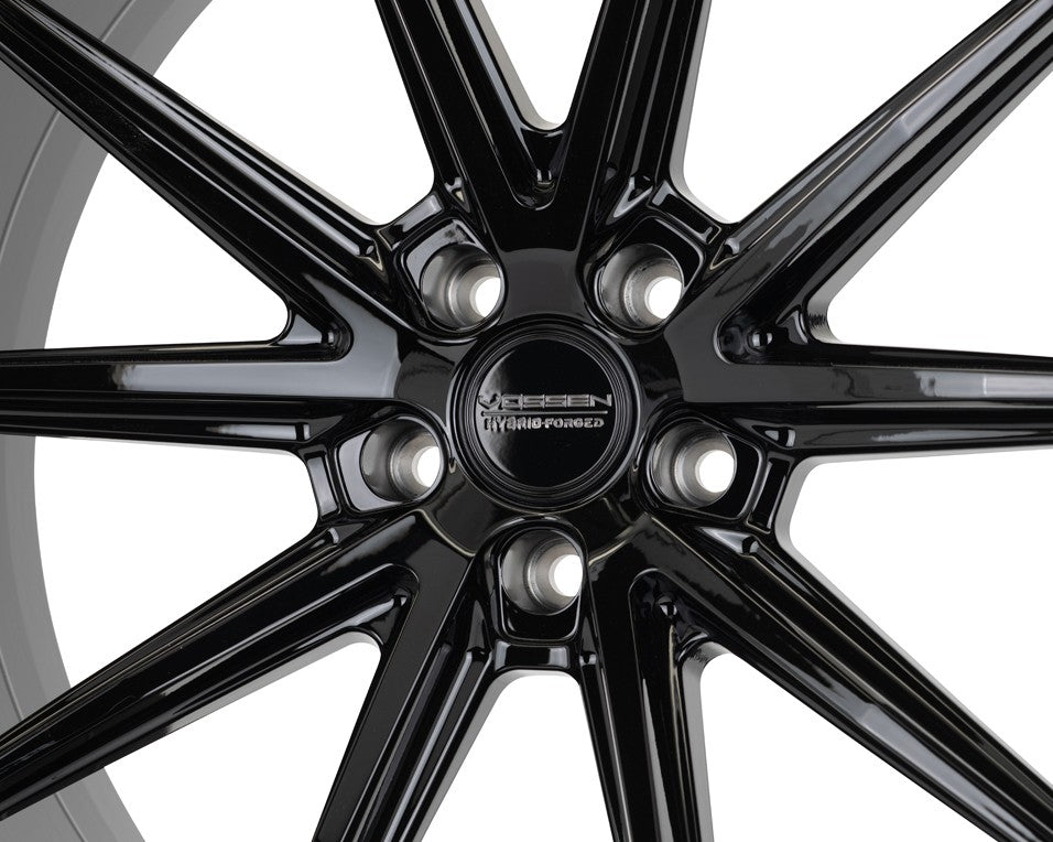 19" Vossen HFX2 Gloss Black 19x8.5 19x9.5 Concave Wheels Rims Fits Tesla Model Y